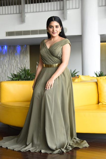 Nivetha Thomas In Green Gown At Telugu Movie Grand Success Meet 61